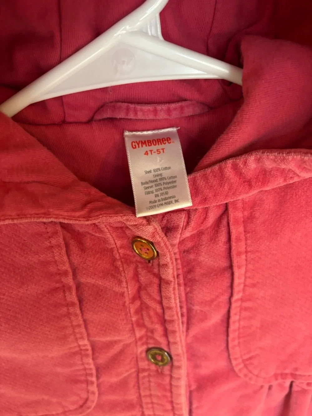 Gymboree Pink Hooded and Lined Corduroy Kids Jacket -306sku